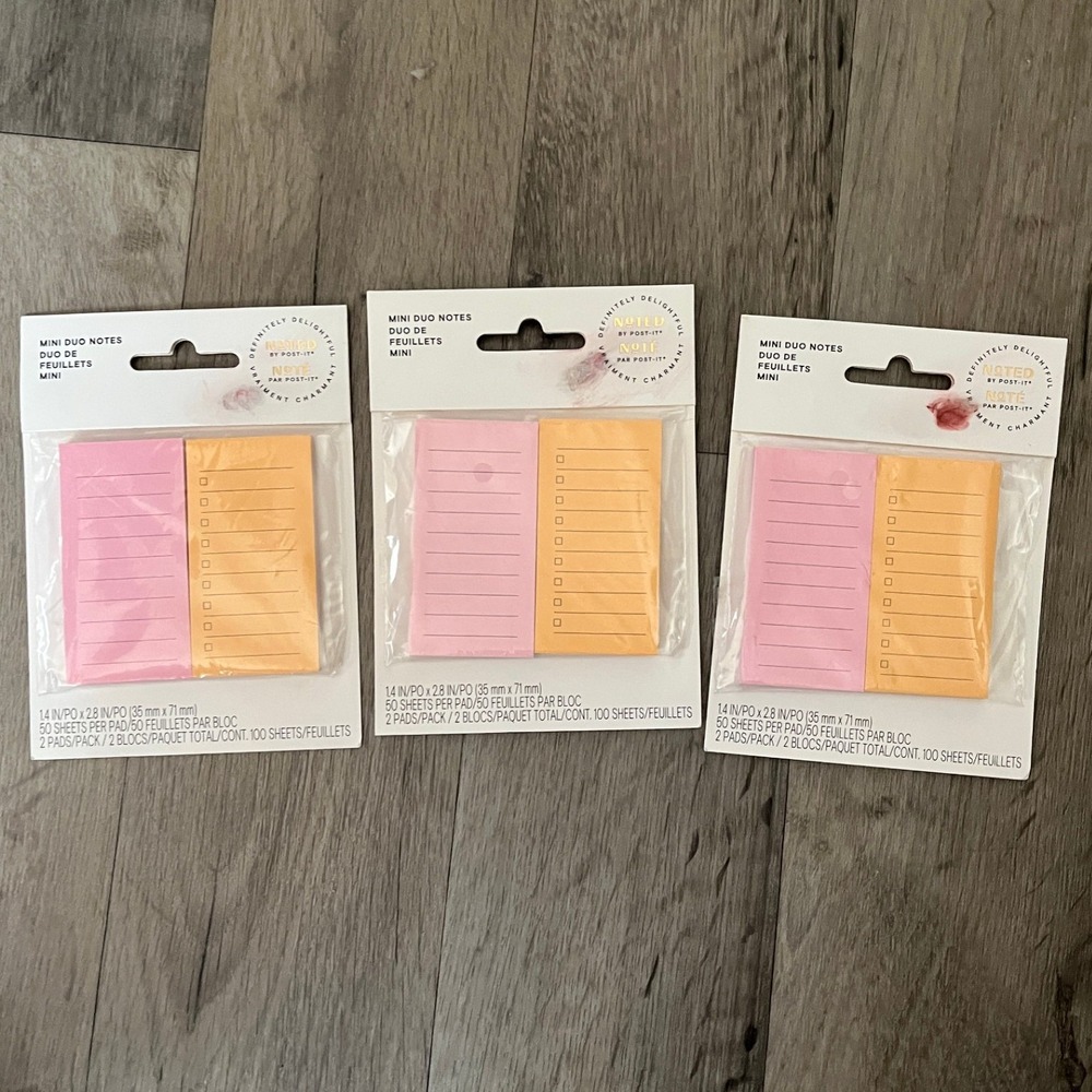 Noted by Post-it Mini Duo Notes Lot of 3 Packages 6 Total 300 Sheets